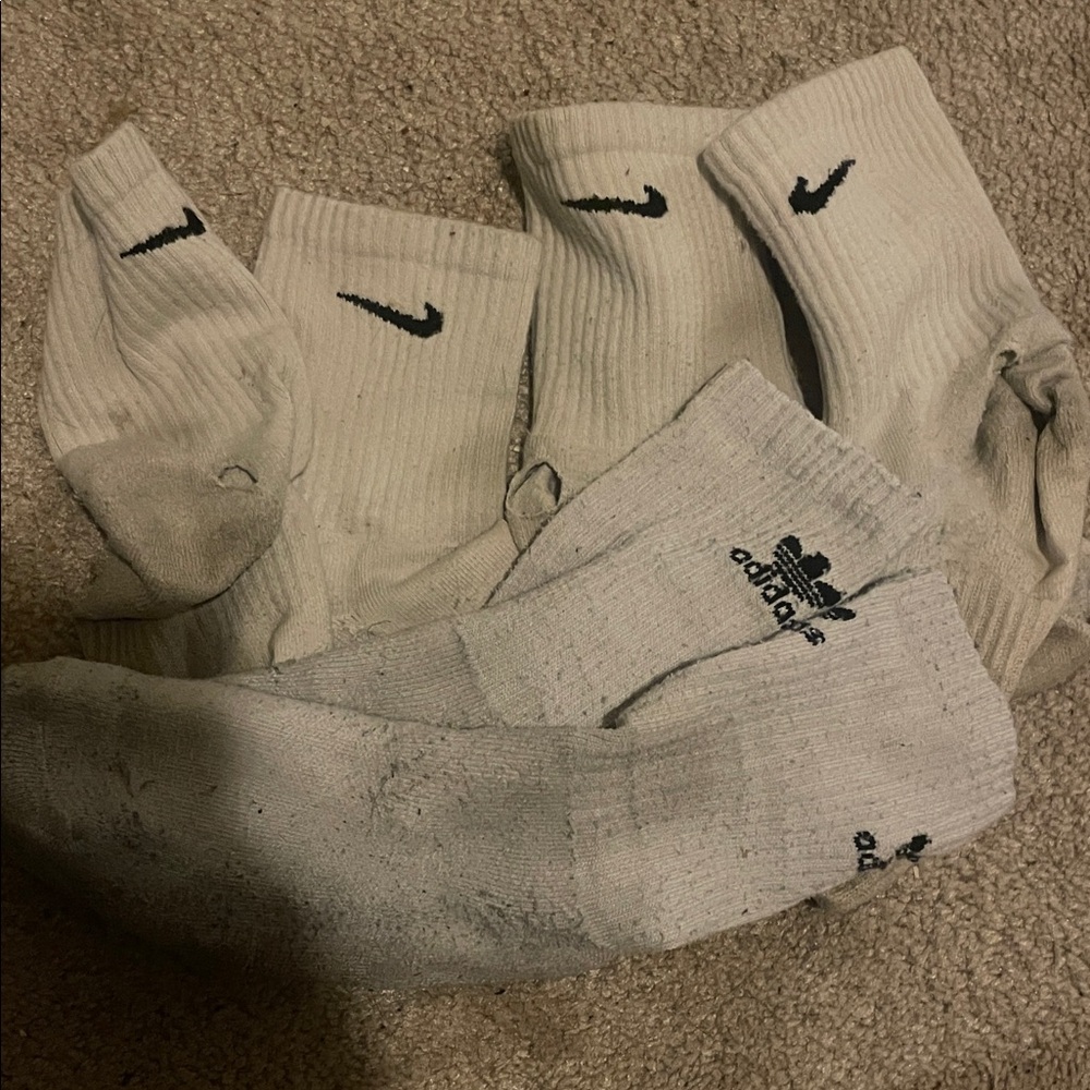 Nike White Athletic Socks with Black Logo